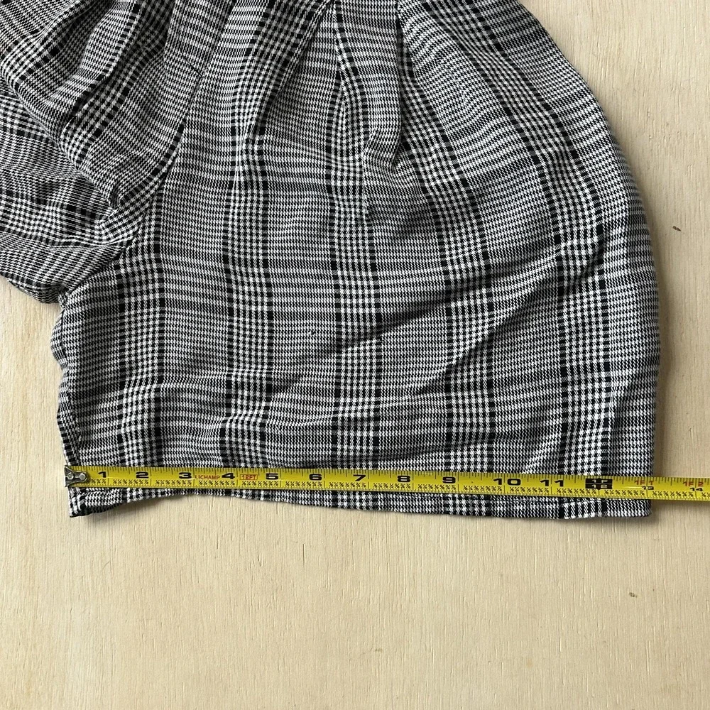 Vintage My Michelle Paperbag Shorts Womens M Black Houndstooth Twill Elastic